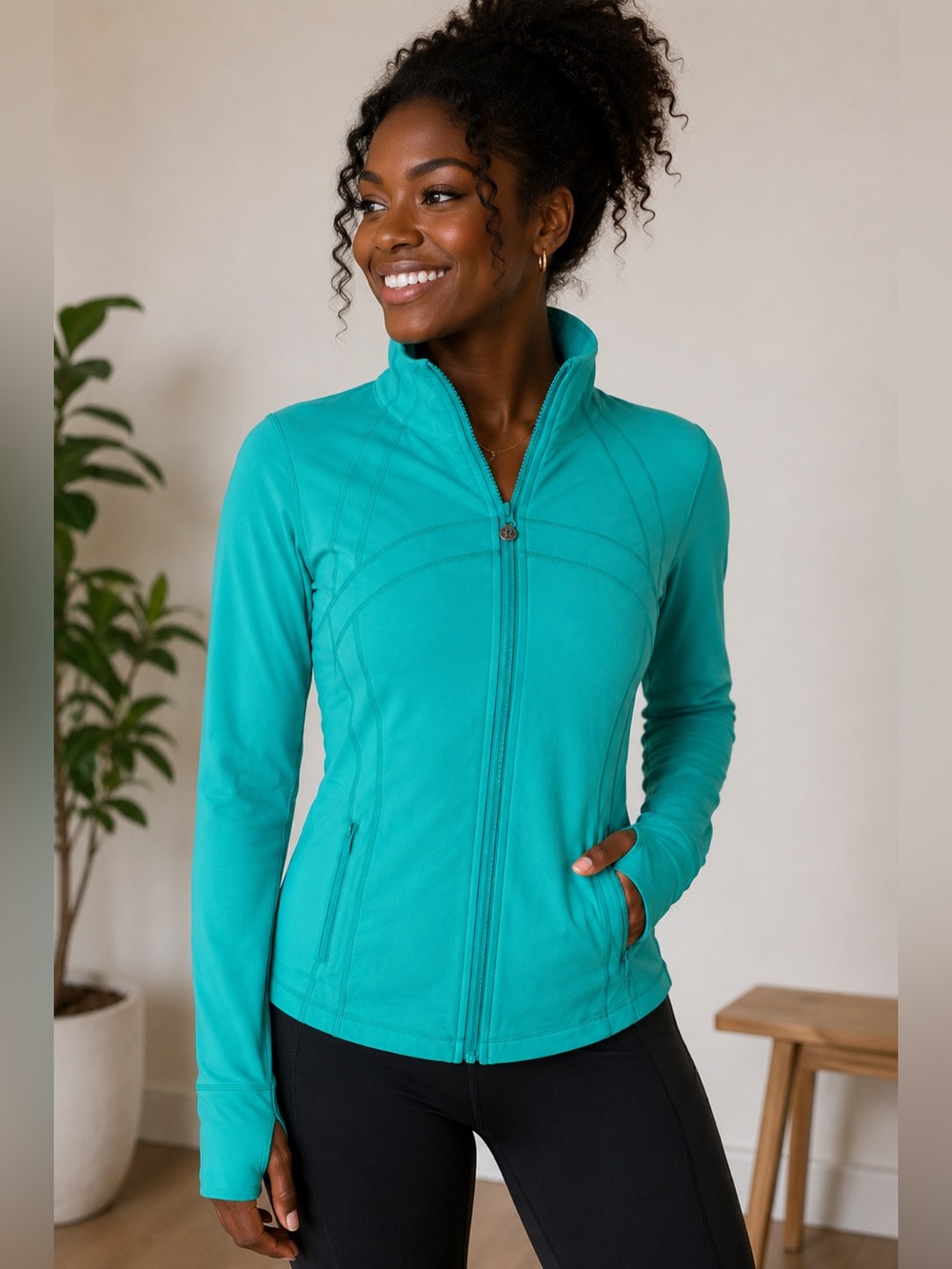 Lululemon Define Jacket Turquoise Full Zip Thumbhole Athletic Size 10
